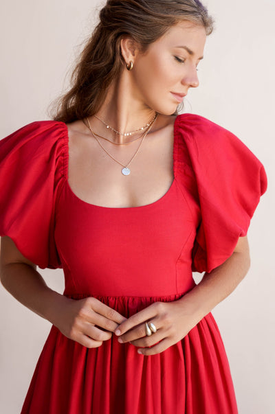 Aliantha | Elegantes Midikleid mit Puffärmeln