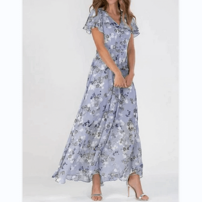 Cherie - Damen Sommer Formelles Blumen Hochzeitsgast Kleid Maxi