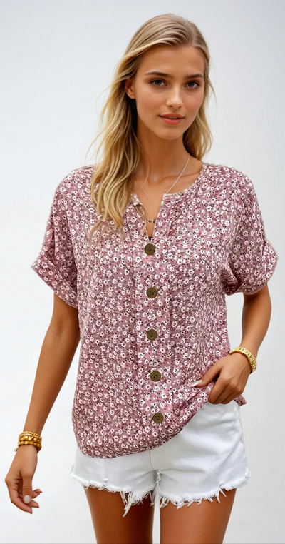 Clarissa – Sommerbluse Damen Blumenmuster Aus Leichtem Stoff