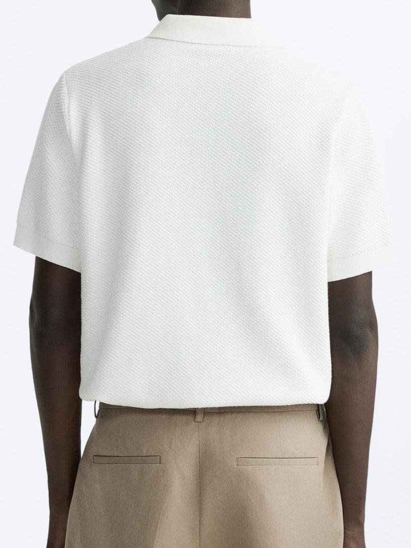 Klassisches Strick-Poloshirt in Weiß