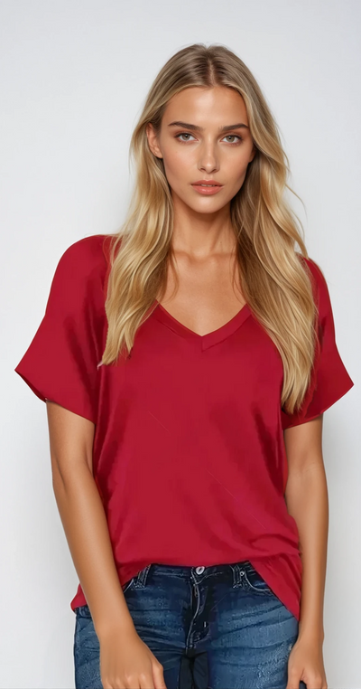 Clemensia – Damen Baumwollshirt V-Neck Relaxed Fit Komfort
