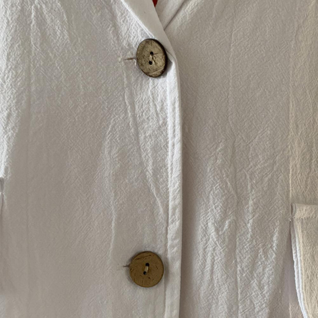 Damen Sommer-Leinenblazer mit V-Ausschnitt und Knopf