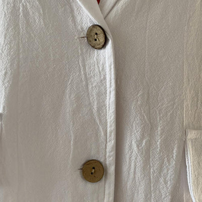 Damen Sommer-Leinenblazer mit V-Ausschnitt und Knopf