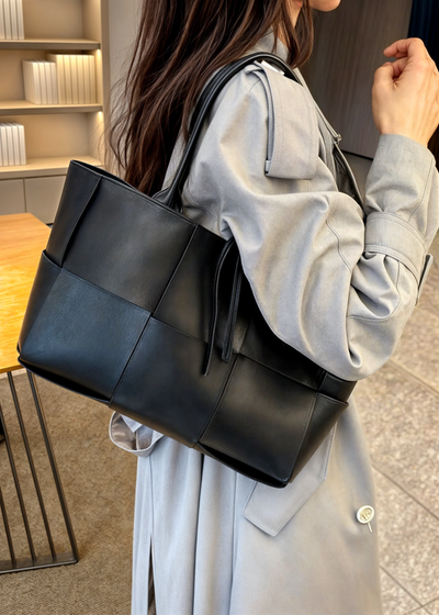 Handtasche Damen – Echt Leder Tasche – Geflochten Design