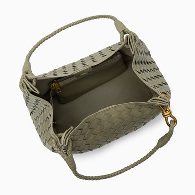 Valeria | Geflochtene schwarze Damenhandtasche aus veganem Leder mit Schulterriemen & goldenen Details