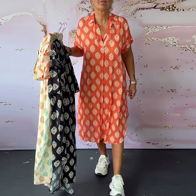 Marianne® | Lockeres Sommerkleid mit Reverskragen und kurzen Ärmeln