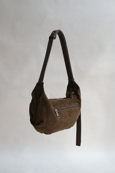 Vintage Schwarze Suedette Dumpling Tasche – Vegane Schultertasche