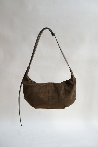 Vintage Schwarze Suedette Dumpling Tasche – Vegane Schultertasche