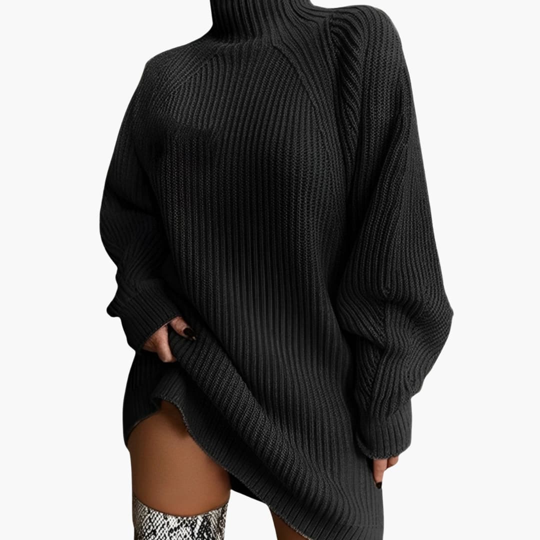 Damen Oversize Rollkragenpullover mit langen Ärmeln