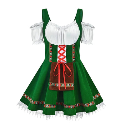 Damen Dirndl Kleid Traditionell Elegant mit Passender Schürze
