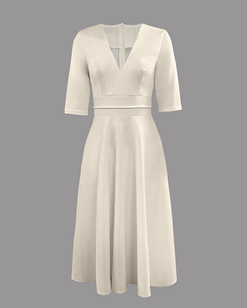 Damen Kleid mit weitem Rock | Elegantes Midikleid für Feier & Anlass