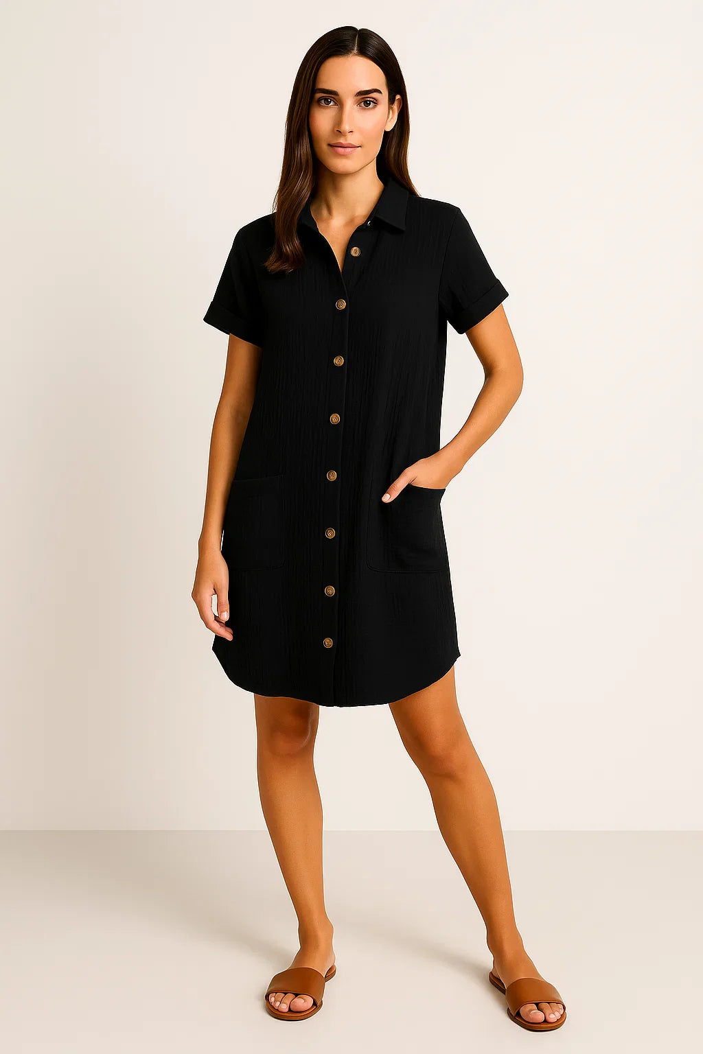 Damen Geknöpftes Sommerhemdkleid