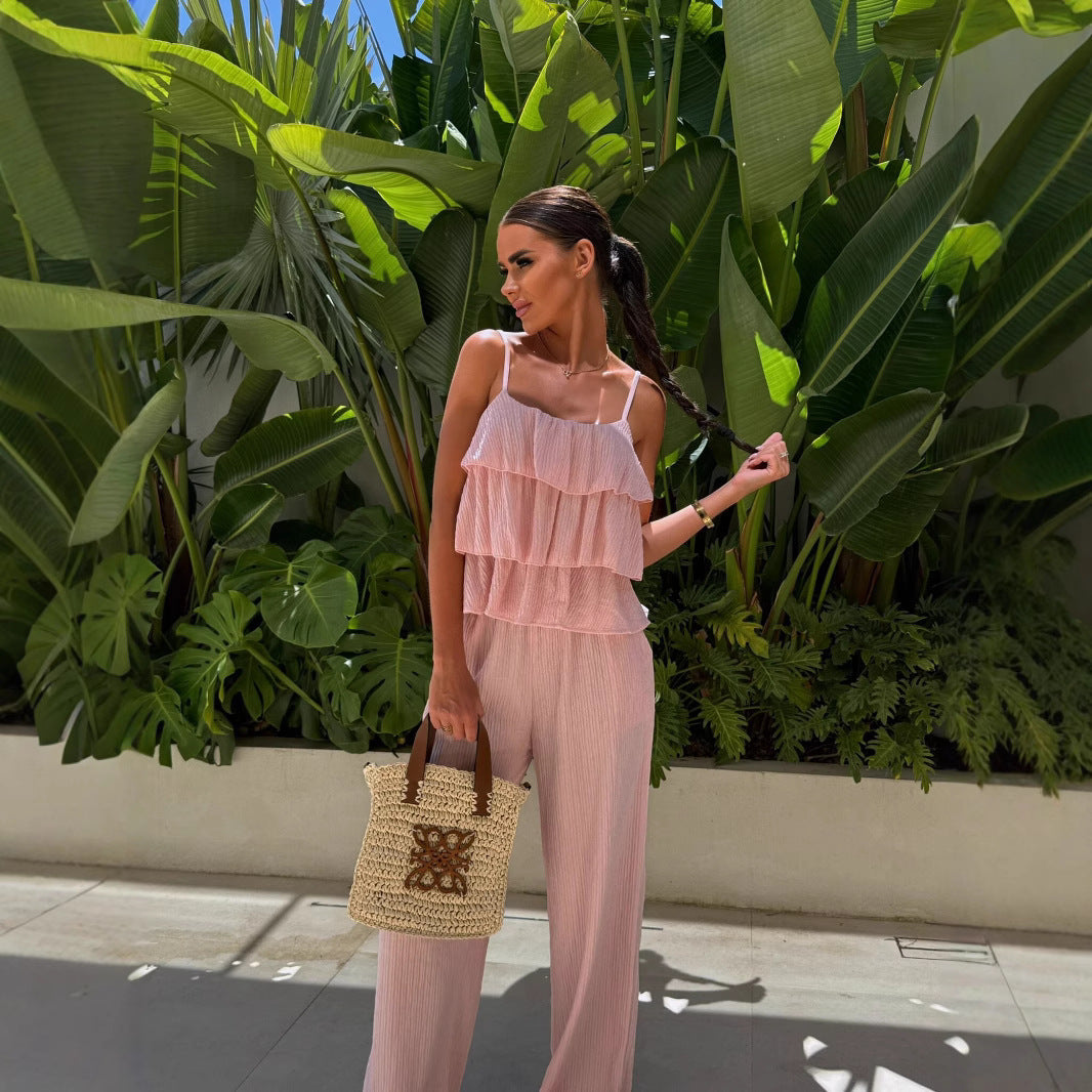 Damen Jumpsuit Elegant Mit Volants Leicht und Bequem