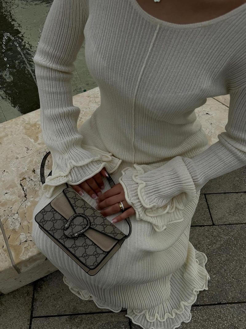 Damen Kleid Festlich mit Rüschen für Hochzeitsgast und Elegante Anlässe