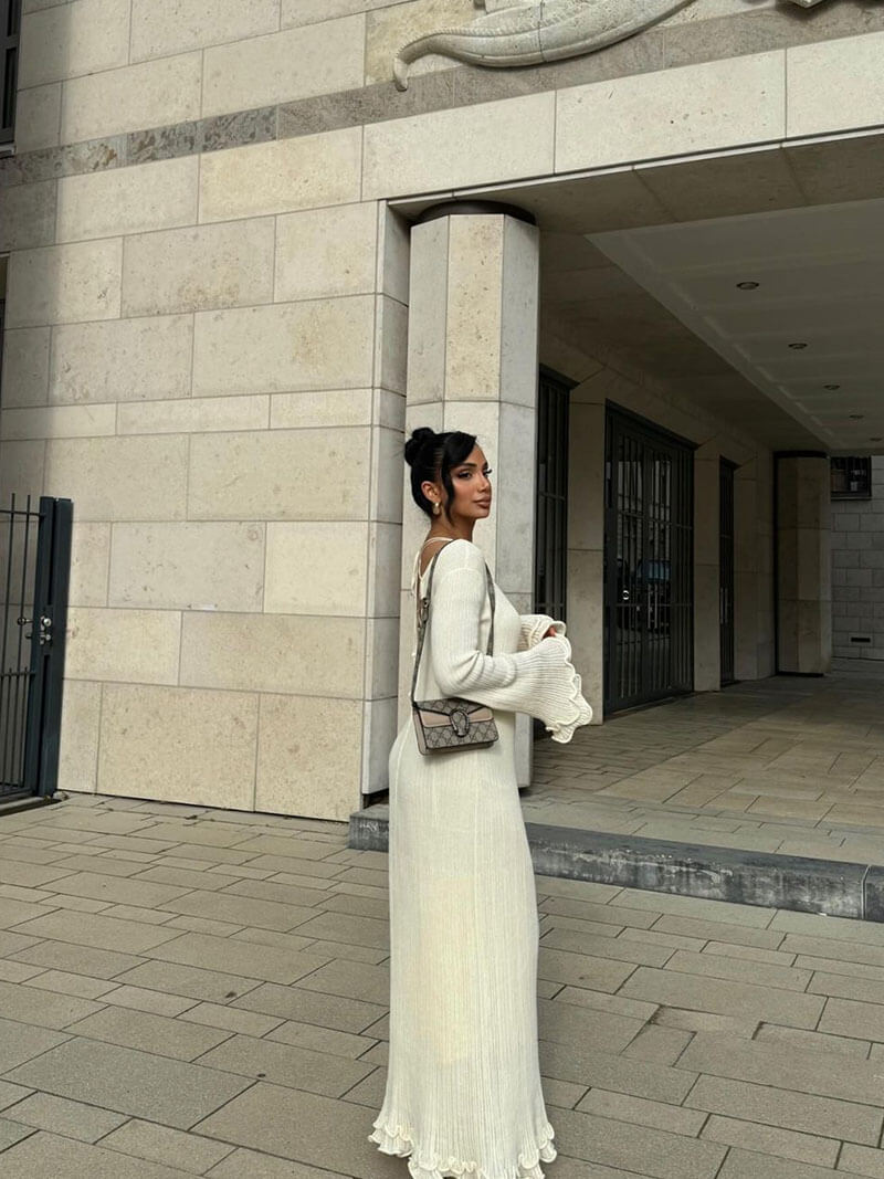 Damen Kleid Festlich mit Rüschen für Hochzeitsgast und Elegante Anlässe