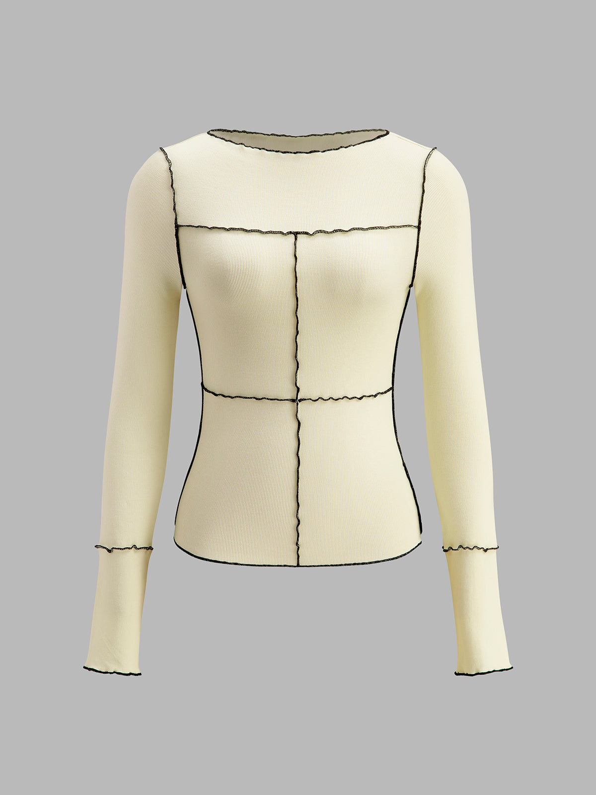 Damen Langarmshirt Baumwolle Lyocell Slim Fit mit Lettuce Trim