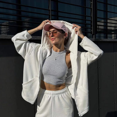 Damen Loungewear-Set mit Kapuze und Cut-Outs