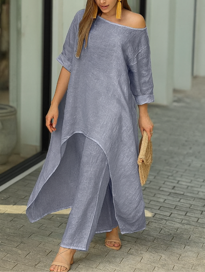 Damen Loungewear-Set mit luftigem Top und High-Waist-Hose – entspannt für den Sommer