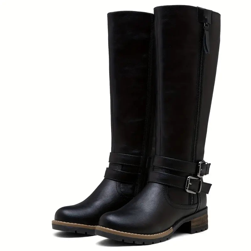 Damen Stiefel Leder Elegant Schwarz