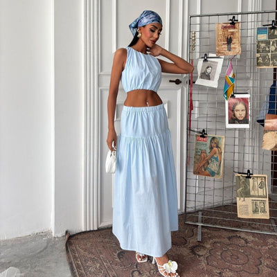 Damen Zweiteiliges Kleid Leicht Elegant Mit Gerafftem Oberteil