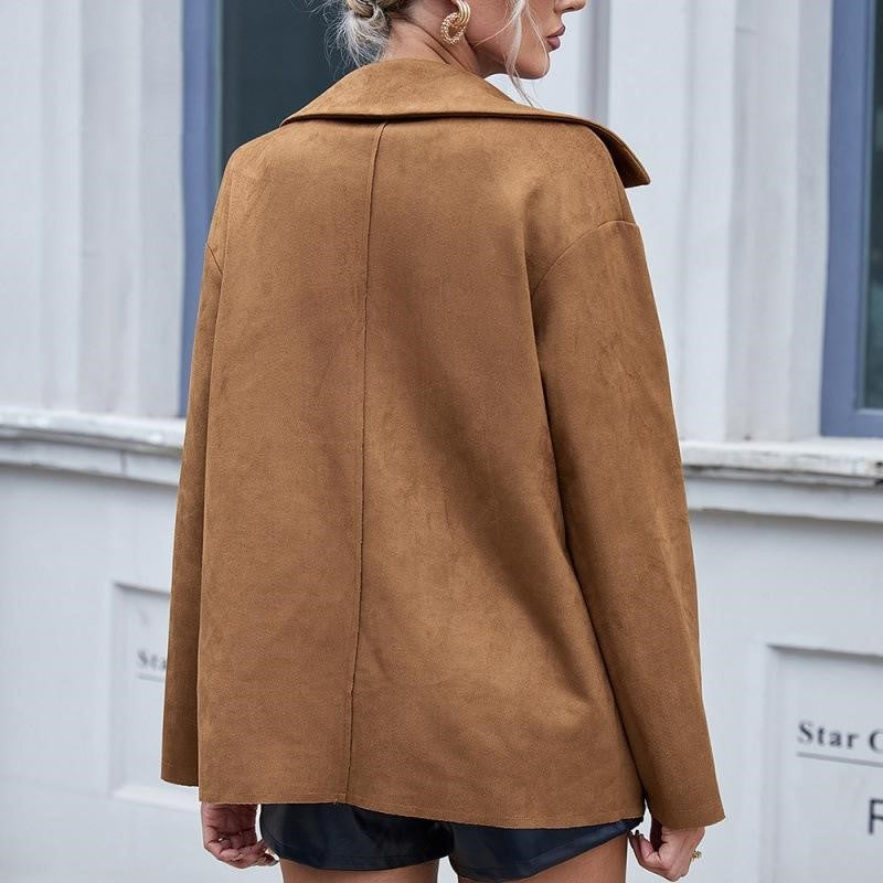 Damenjacke Wildleder Mit Knopfverschluss Elegantes Design