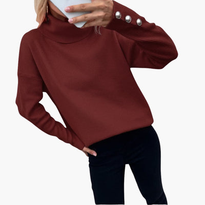 Damenpullover mit Rollkragen und Knopfmanschetten