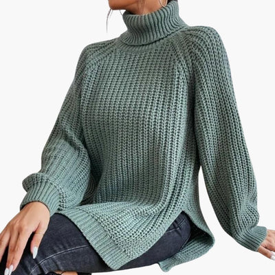 Damen pullover mit lockerem Rollkragen und langen Ärmeln