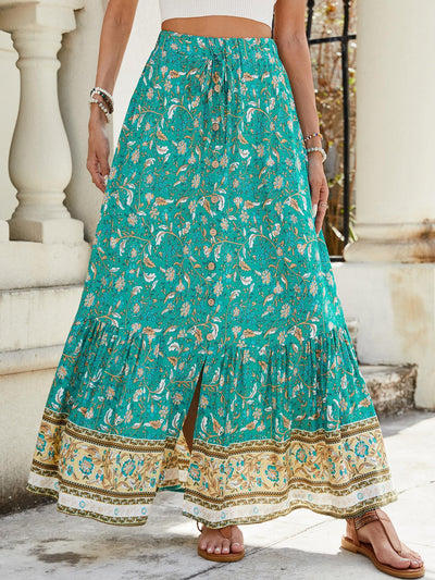 Darla – Bedruckter Damenrock Mit Schlitz Für Strandurlaub