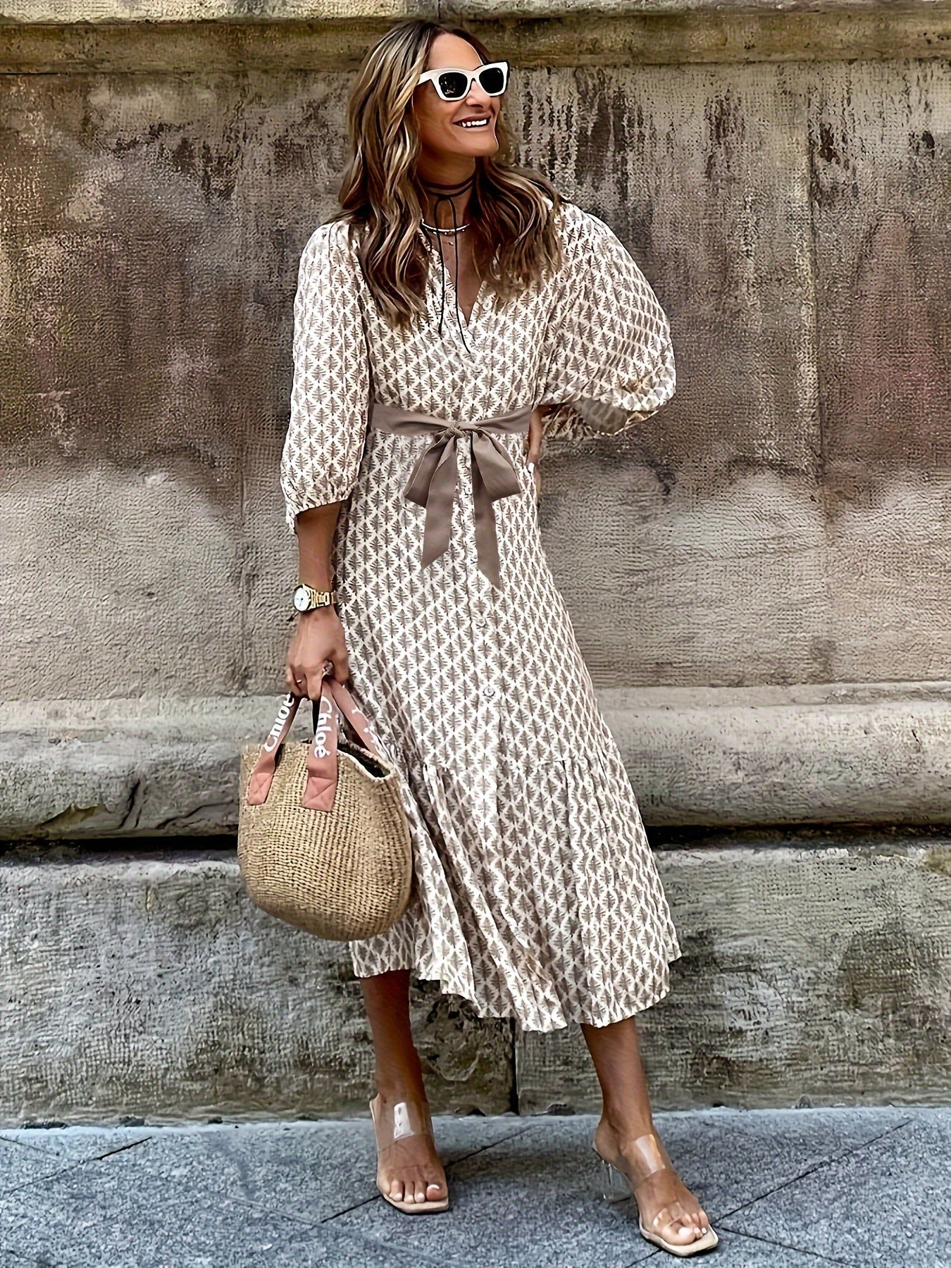 Dianne | Elegantes Kleid mit Knöpfen und Schleifendetail