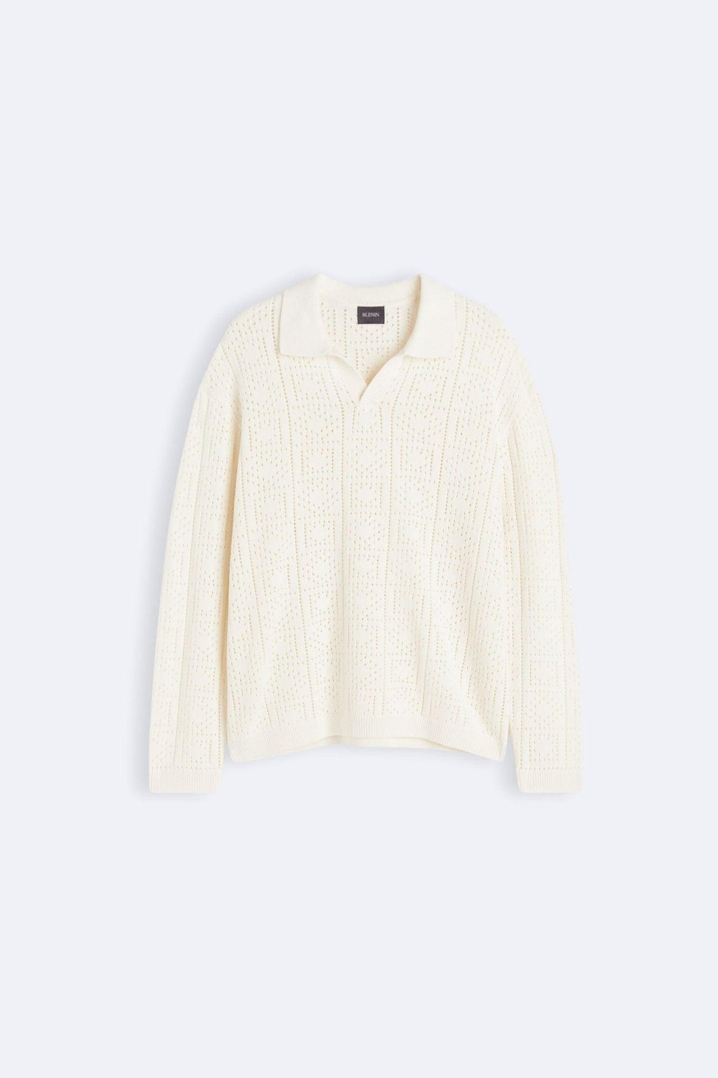 Eleganter Häkel-Strickpullover mit Polokragen