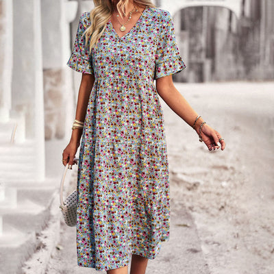 Doris - Schickes Sommerkleid Mit Blumenmuster Für Damen