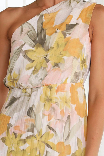 Dunja - Schulterfreies Maxikleid Mit Blumenmuster Für Damen