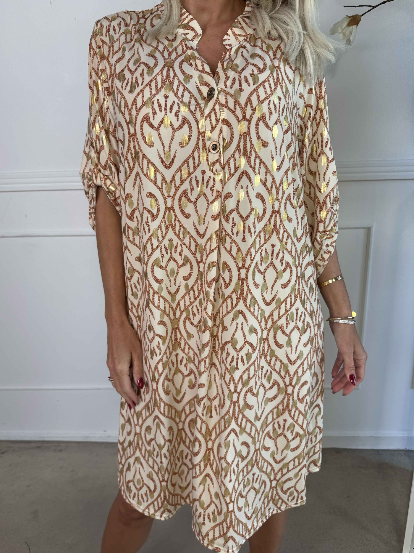 Umbrienne | Boho Maxikleid mit Goldakzenten