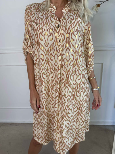 Umbrienne | Boho Maxikleid mit Goldakzenten