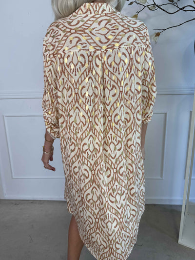 Umbrienne | Boho Maxikleid mit Goldakzenten