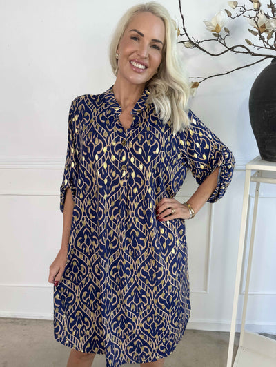 Umbrienne | Boho Maxikleid mit Goldakzenten