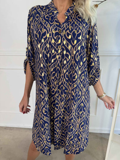 Umbrienne | Boho Maxikleid mit Goldakzenten