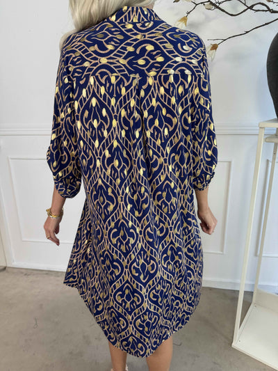 Umbrienne | Boho Maxikleid mit Goldakzenten