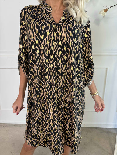 Umbrienne | Boho Maxikleid mit Goldakzenten