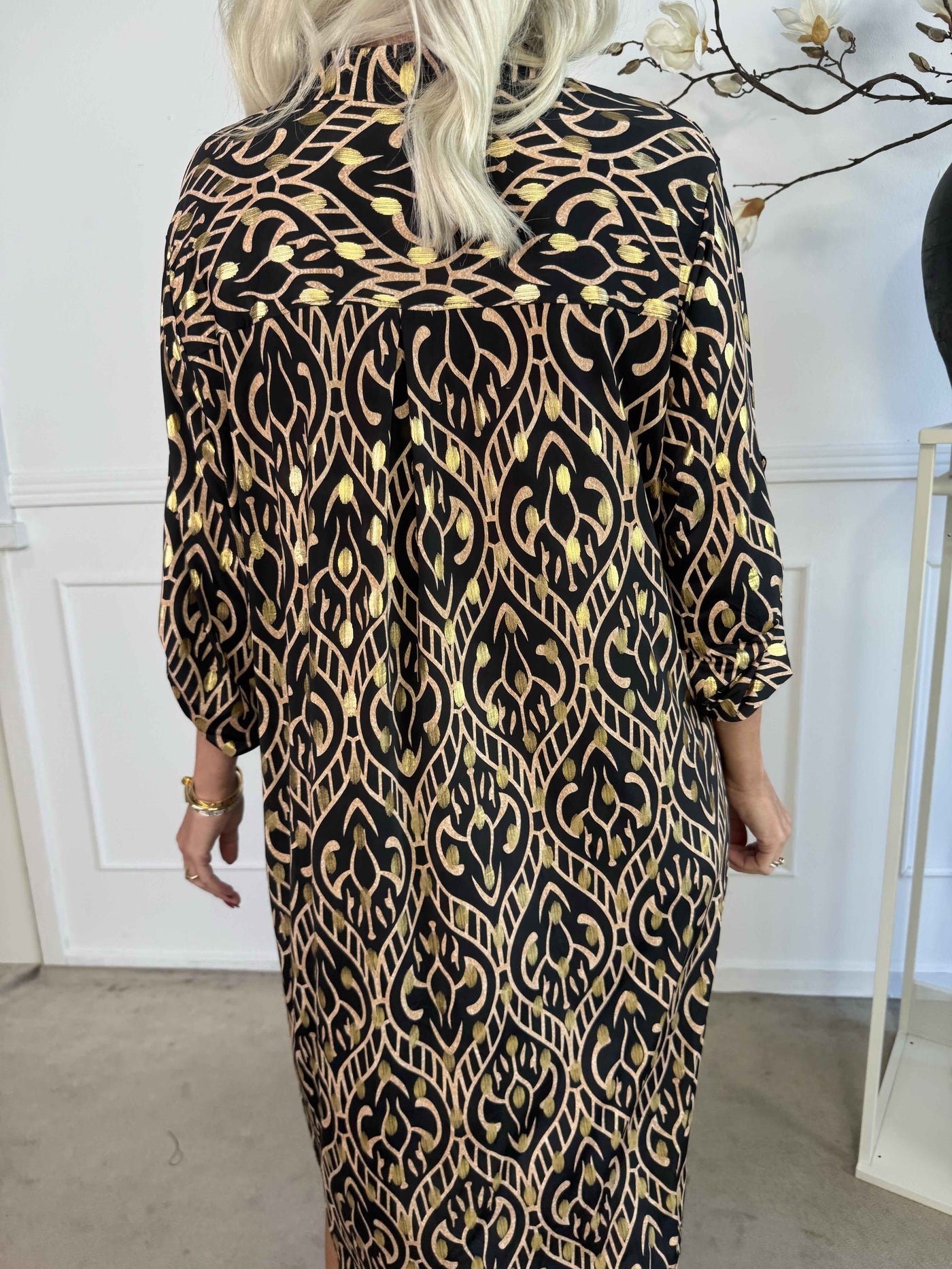 Umbrienne | Boho Maxikleid mit Goldakzenten