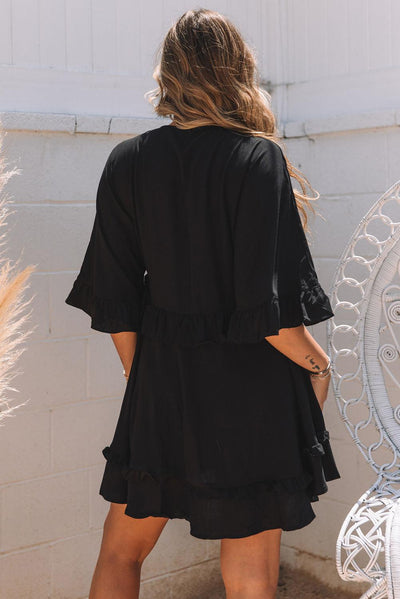 Margot | Elegantes Schwarzes Babydoll Minikleid