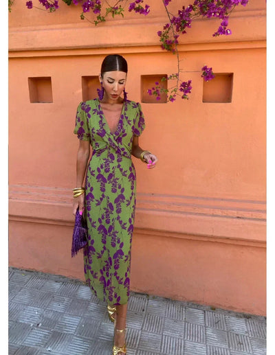 Sabina® | Vintage Twist-Print Midi-Kleid