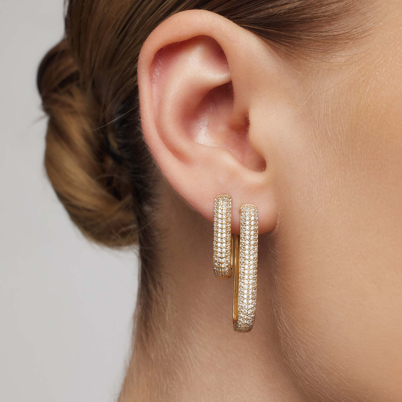 Gold Icon Pavé Hoop Earrings