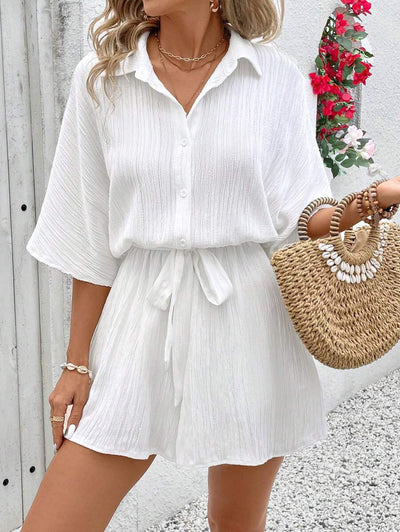 Emma – Damen Jumpsuit Einfarbig Modisch Mittellang Elegant