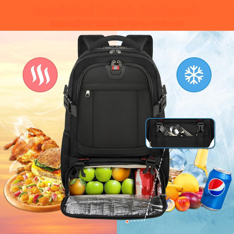 Extra-großer Reiserucksack mit Laptopfach, USB-Ladeanschluss und isoliertem Fach – Ideal für Reisen, Studium und Beruf