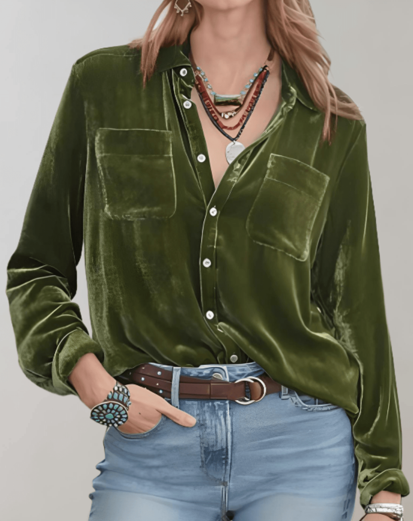 Luxuriöses Samttop mit elegantem Gefühl für Damen