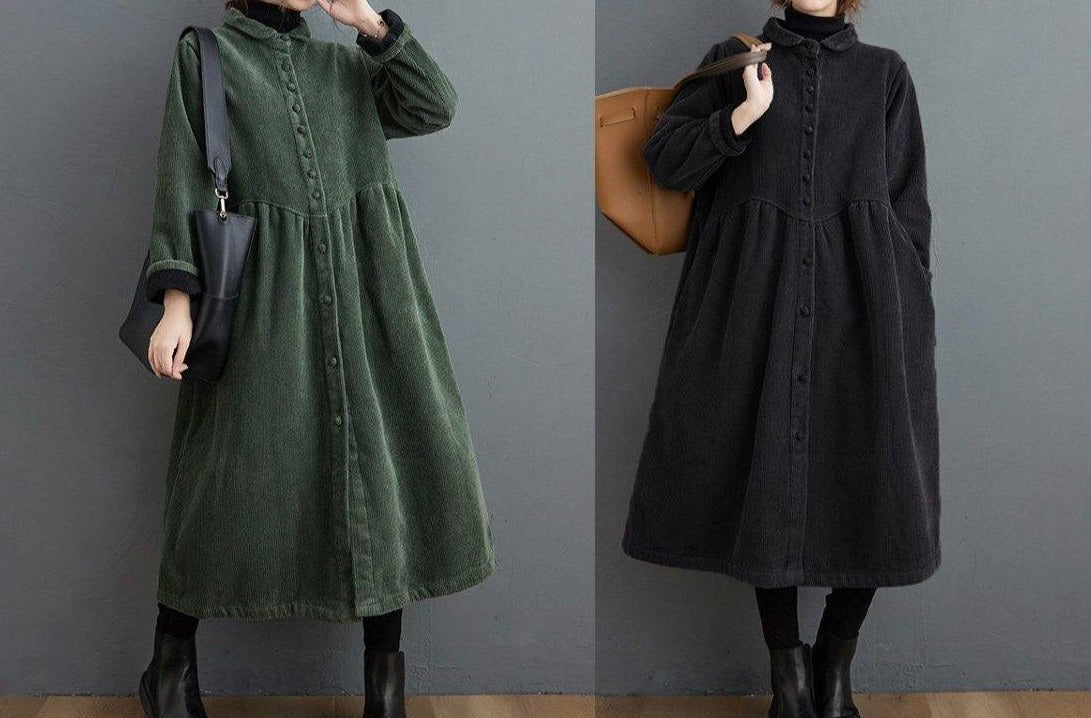 Langer Kordmantel für Frauen