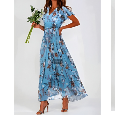 Freya - Damen Sommer Formelles Blumen Hochzeitsgast Kleid