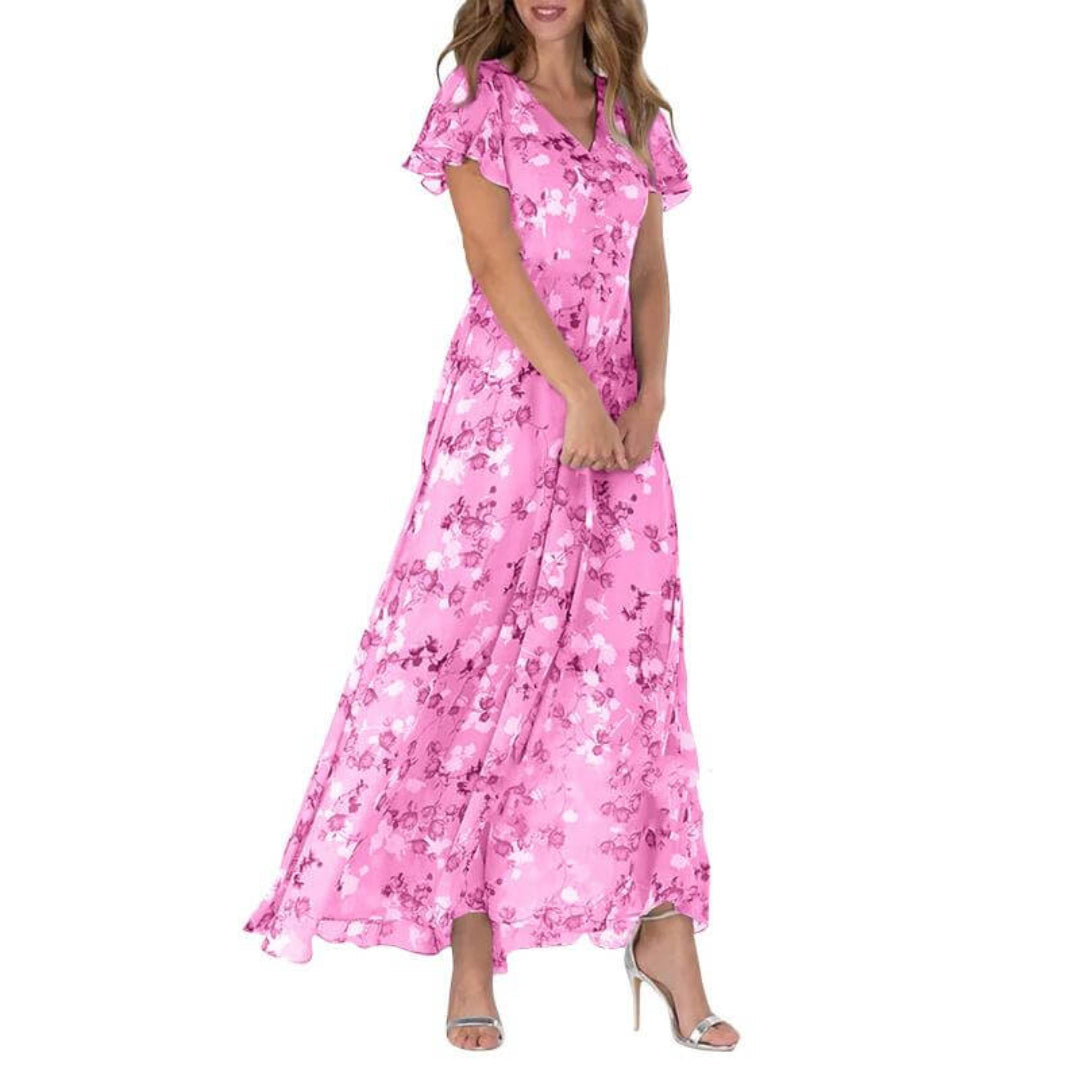 Freya - Damen Sommer Formelles Blumen Hochzeitsgast Kleid