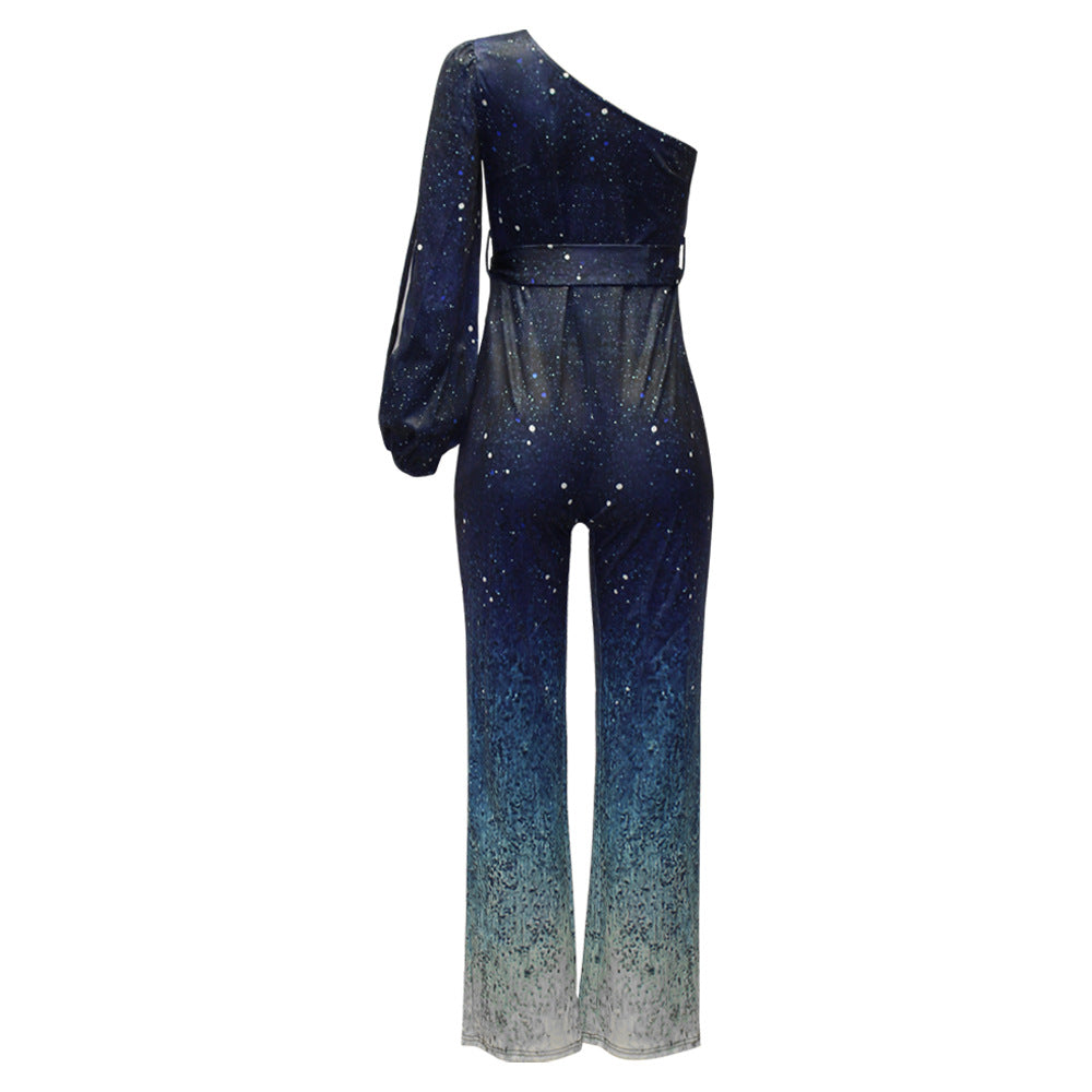 Freya – Schulterfreier Ombre Jumpsuit Damen Retro Stil